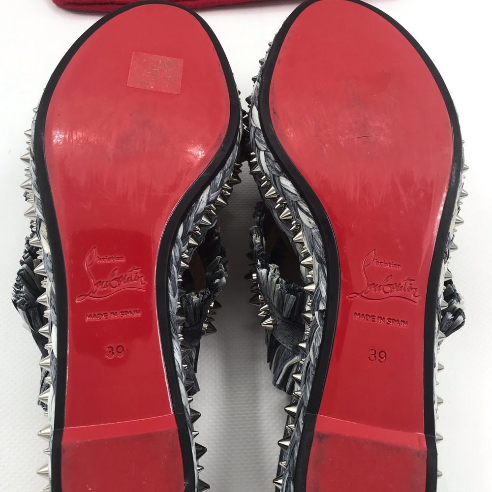 Christian Louboutin Spiked Denim Espadrille Mules - Picture 14 of 16